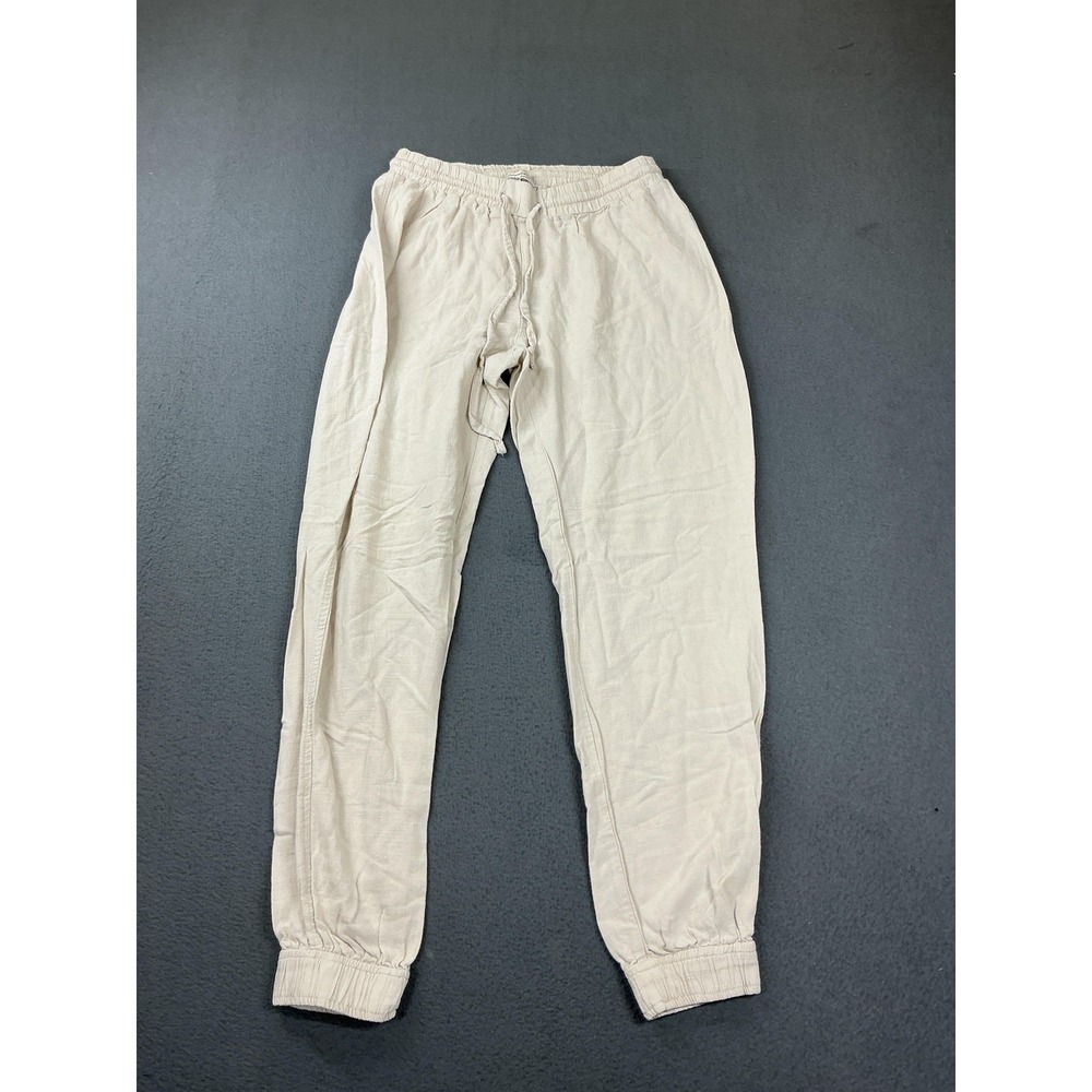 Abercrombie & Fitch‎ Jogger Pants Womens XS Beige Linen Viscose Elastic Waist